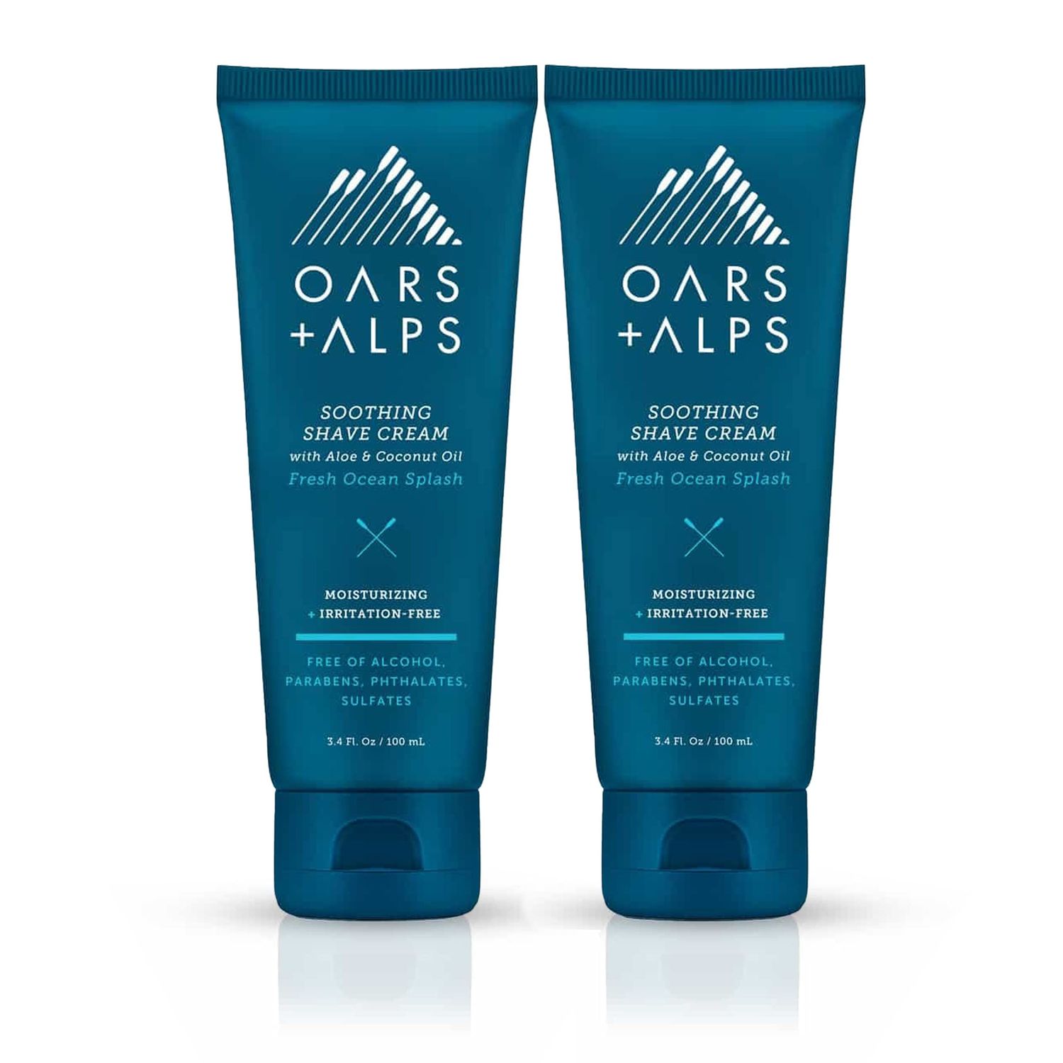 Oars Alps Soothing Mens Shaving Cream, Dermatologist Tested and Infused with Aloe and Coconut Oil, Fresh Ocean Splash Scent, TSA Friendly, 3.4 Oz, 2 Pack