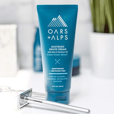 Oars Alps Soothing Mens Shaving Cream, Dermatologist Tested and Infused with Aloe and Coconut Oil, Fresh Ocean Splash Scent, TSA Friendly, 3.4 Oz, 2 Pack