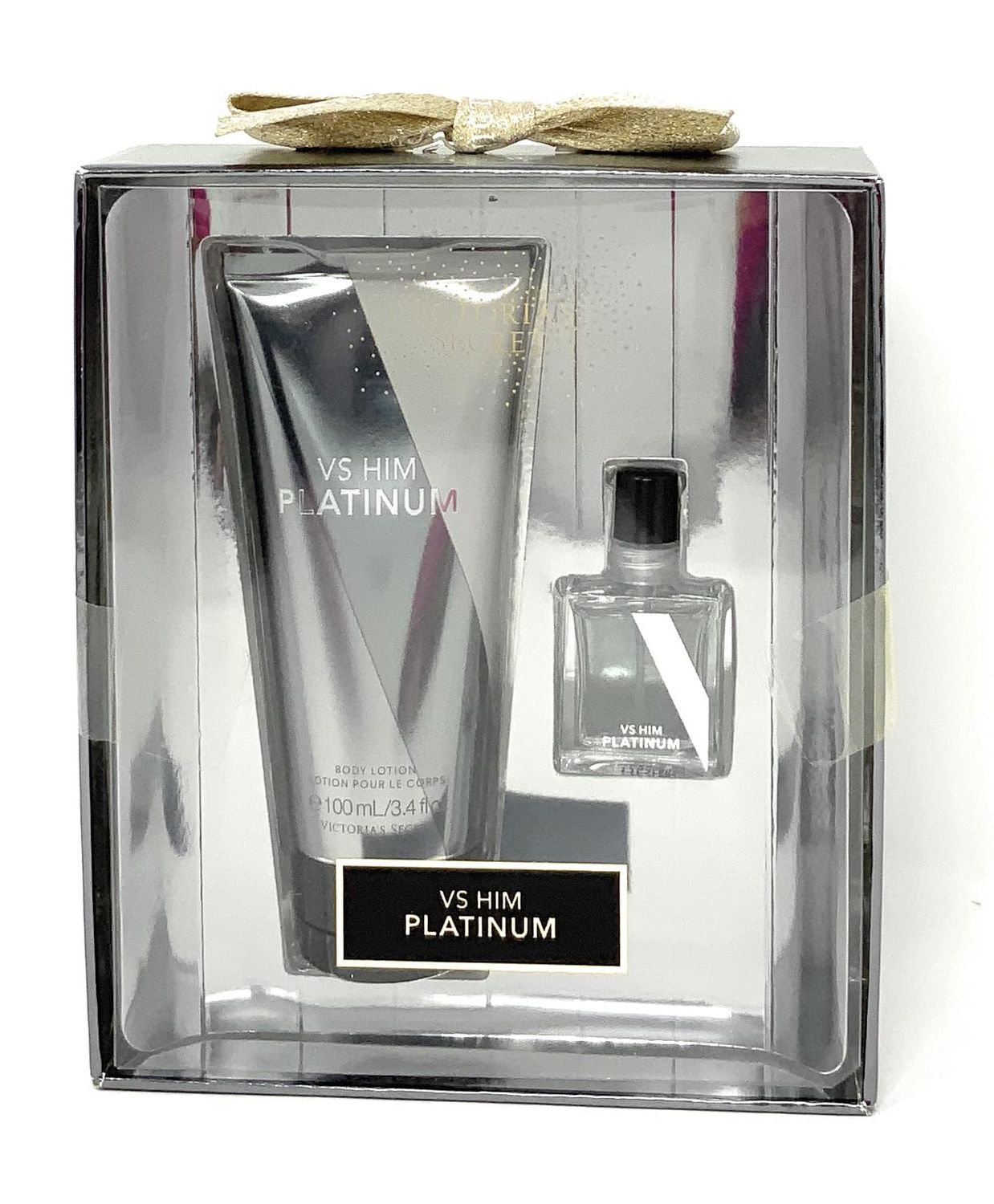 Victorias Secret Eau de Parfum .25 oz. &amp; Fragrance Lotion 3.4 oz Mini Perfume Gift Set, Very Sexy Platinum for Him