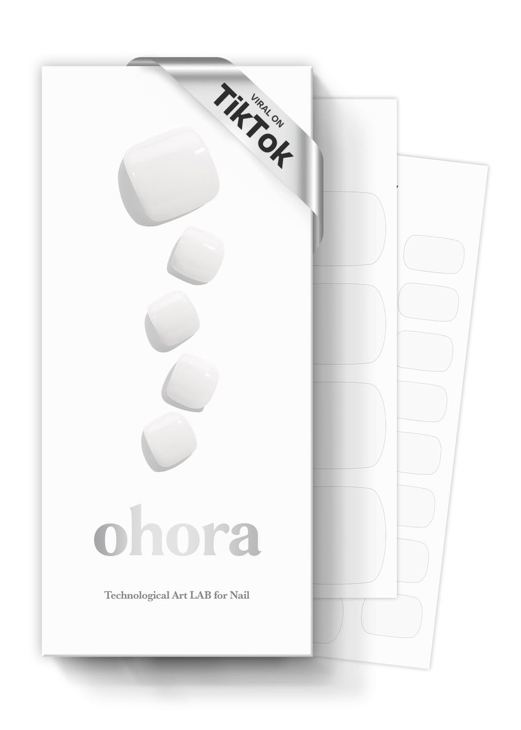ohora Semi Cured Gel Nail Strips (P Basic Pedicure no.3) - White, Solid, Works with UV/LED Lamps, Salon-Quality, Long Lasting, Easy to Apply &amp; Remove - Includes 2 Prep Pads, Nail File &amp; Wooden Stick