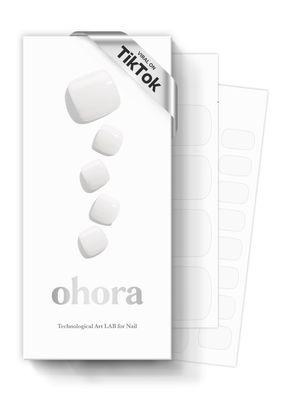 ohora Semi Cured Gel Nail Strips (P Basic Pedicure no.3) - White, Solid, Works with UV/LED Lamps, Salon-Quality, Long Lasting, Easy to Apply &amp; Remove - Includes 2 Prep Pads, Nail File &amp; Wooden Stick