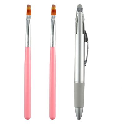 Nail Art Dotting Tools in Ballpoint Pen Design Versatile 5 in 1 Nail Art Tip Dot Paint Manicure Kit Wear 2 Nail Brushes Chrome Powder Applicator,Suitable for Dot Painting Home Salon