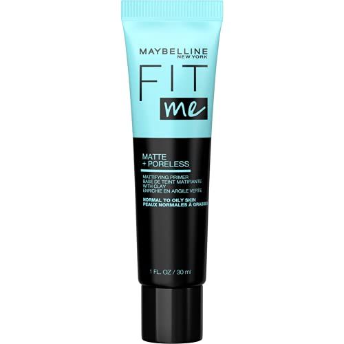 Maybelline Fit Me Matte Poreless Mattifying Face Primer Makeup With Sunscreen, Broad Spectrum SPF 20, 16HR Wear, Shine Control, Clear, 1 Count