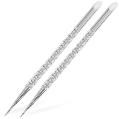 Beavorty 2pcs Stainless Steel Cuticle Pusher Nail Cleaner Remover Cutter Manicure Pedicure Tool for Fingernails Toenails