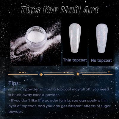 Laza White Nail Shimmer Snow Powder Diamond Dust Ultra-fine Sequins PET Flakes Pixie Sparkle Fairy Shiny Nail Art Decoration Sugar Glitter for French Manicure