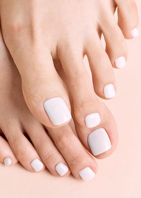 ohora Semi Cured Gel Nail Strips (P Basic Pedicure no.3) - White, Solid, Works with UV/LED Lamps, Salon-Quality, Long Lasting, Easy to Apply &amp; Remove - Includes 2 Prep Pads, Nail File &amp; Wooden Stick