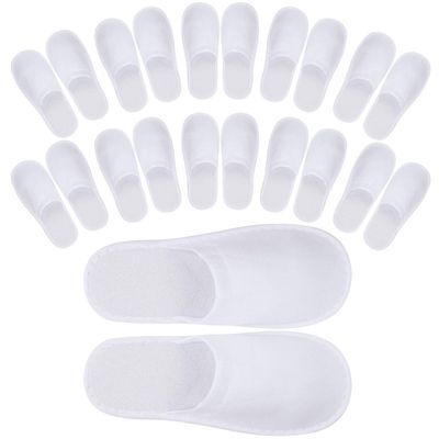 Tbestmax 24 Pair Spa Flip Flops Disposable Slippers for Hotel Guests Women, Men Closed Toe Super Comfort White