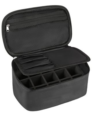 Nail Art Set Organizer - Travel Case, Holder With Compartment, Manicure Set Accessories - Gift for Women (Black)