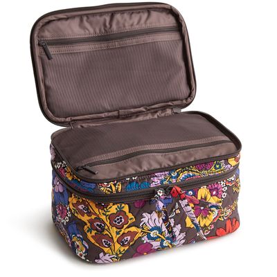 Vera Bradley Womens Premium Cotton Brush Up Cosmetic Case, Colorful Bouquet, One Size