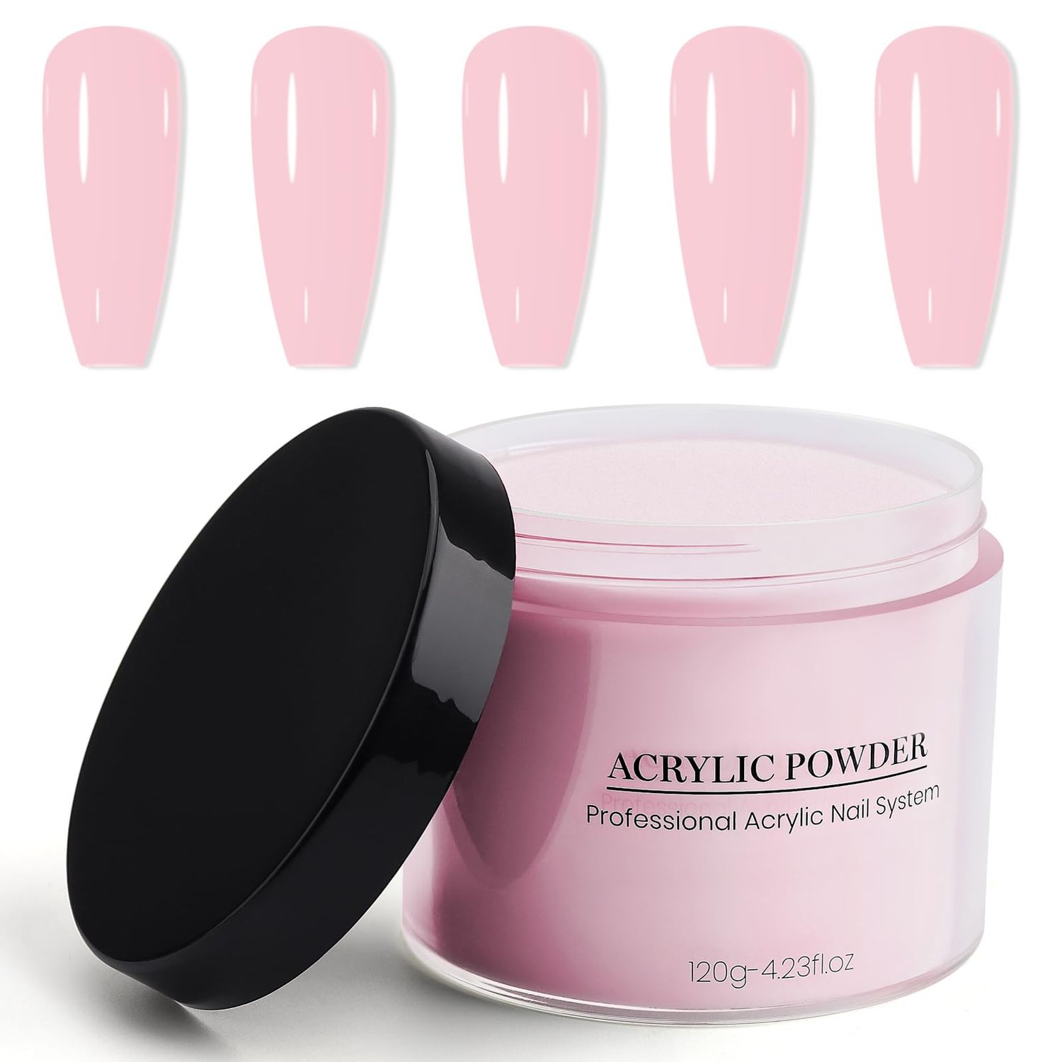 TOROKOM Acrylic Nail Powder, 120g Pink Acrylic Powder Colored for 3D Art Nail Carving French Nail Extension, Professional Nail Powder - No Need Nail Lamp, 4.23oz
