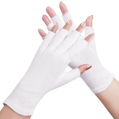 SWAKER 4 Pairs White Cotton Gloves, Fingerless, 100 Pure Cotton, Touchscreen, Moisturizing, One Size Fits Most, Dry Hands, Eczema Gloves