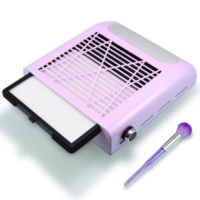 Nail Dust Collector for Arylic Gel Nail, 80W Nail Vacuum Dust Collector Extractor with Reusable Filter &amp; Brush, Adjustable Electric Nail Fan Cleaner Machine for Nail Tech Manicure, Low Noise