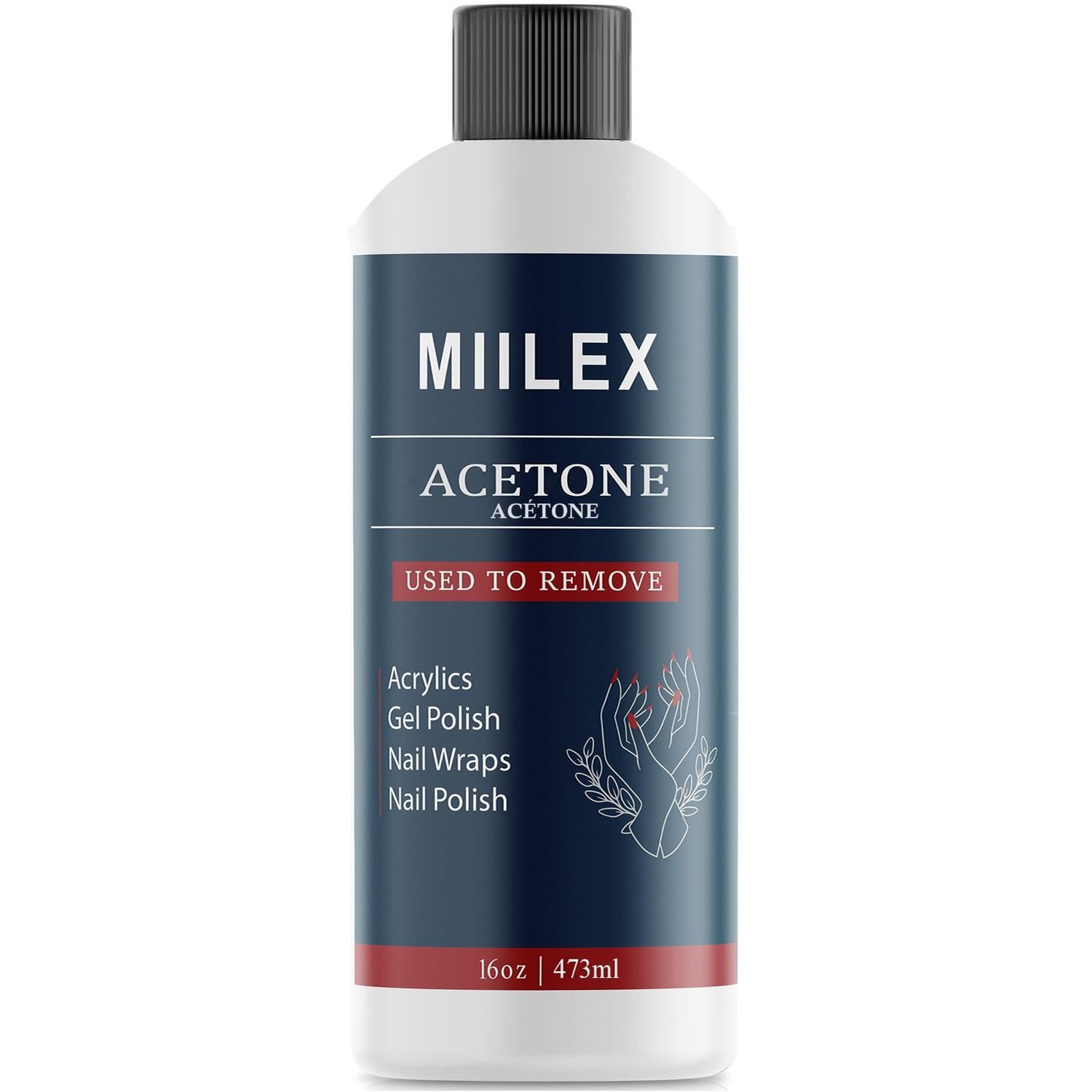 MIILEX 100 Pure Acetone 16oz - Nail Polish Remover, Professional Strength Gel, Acrylic &amp; Dip Remover - Fast Acting.