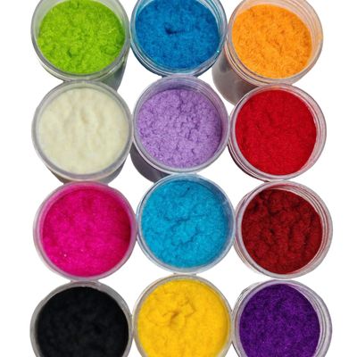 12colors Flocking Fibers Powder,Candy Manicure White Color Fuzzy Nylon Flocking Velvet Powder for Nail Art Tips,Crafts Glitter for Decoration,Color Nail Glitter Powder