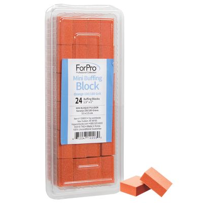 ForPro Professional Collection Mini Buffing Block, Orange, 100/180 Grit, 24-Ct