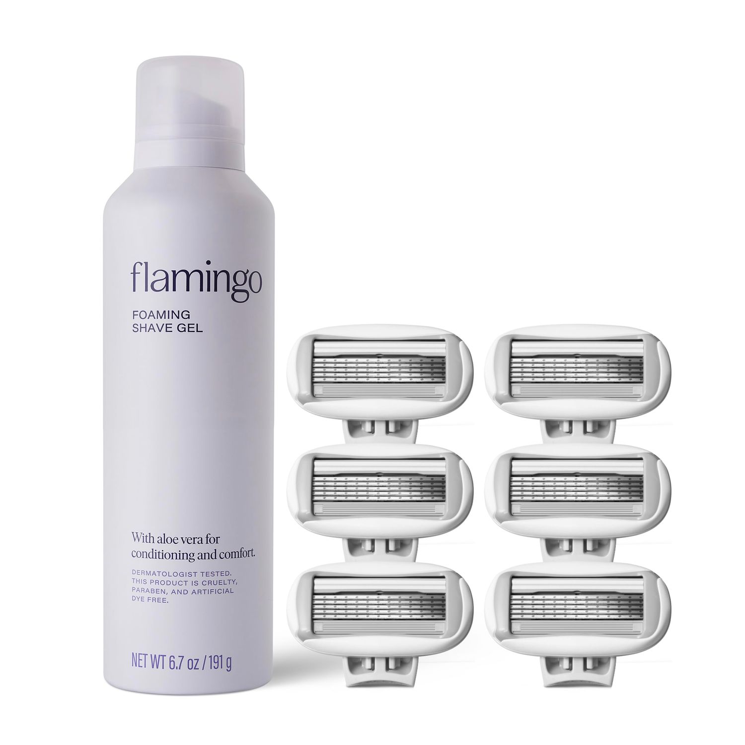 Flamingo Razors for Women 6 Count 6.7 oz Foaming Shave Gel