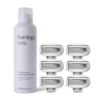 Flamingo Razors for Women 6 Count 6.7 oz Foaming Shave Gel