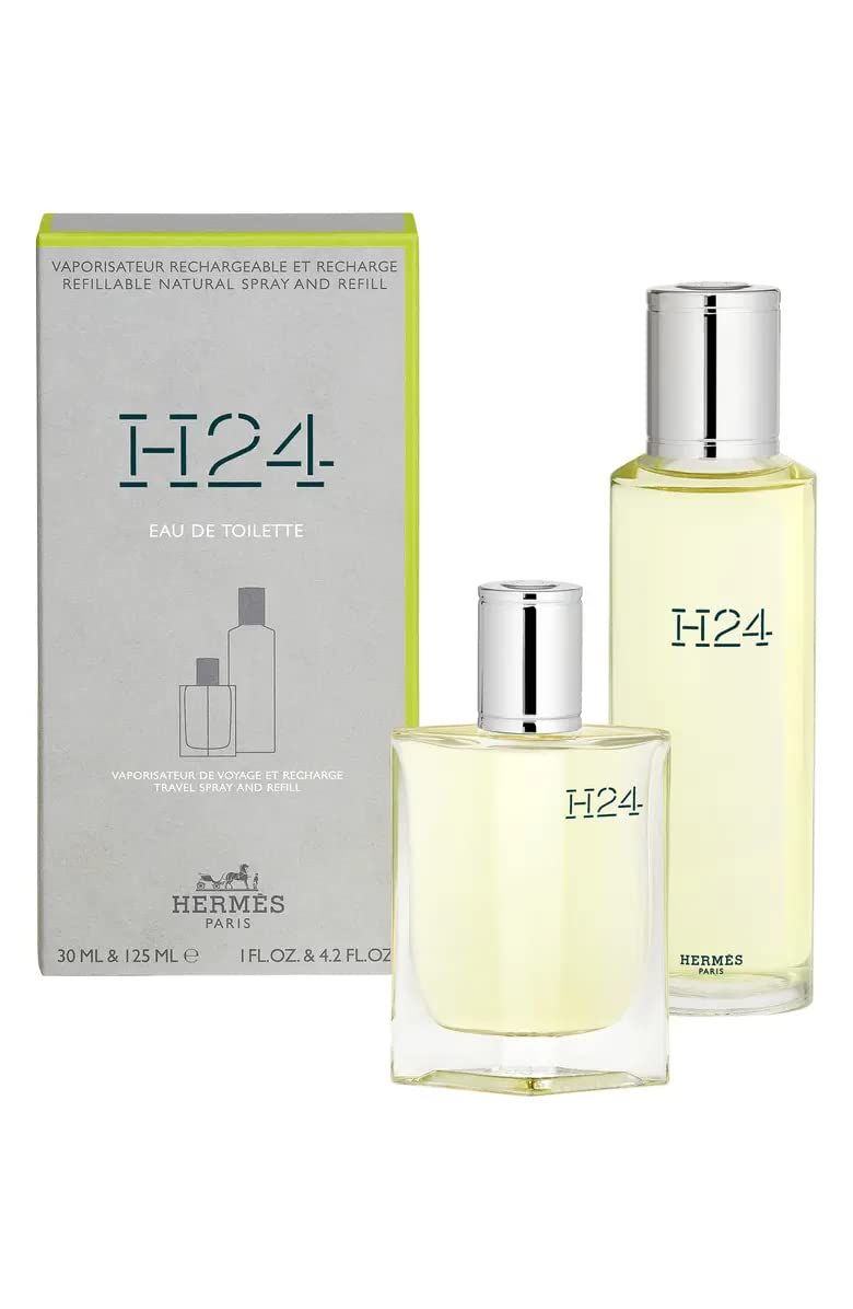 HERMS H24 2-Piece Gift Set for Men, (4.2 Oz Eau De Toilette Refillable Spray 1.0 Oz Eau De Toilette Refillable Spray)