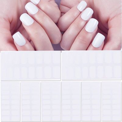 8 Sheets White Color Full Nail Wraps Stickers, Nail Polish Strips DIY Self-Adhesive Nail Art Decals Premium Street White Nails for Women Girls Manicure Decoration.