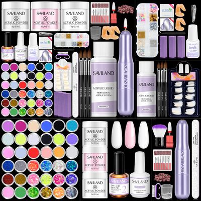 SAVILAND Acrylic Nail Kit with Everything: Acrylic Powder and Liquid Set with Nail Drill Acrylics Nails Set for Beginners Acrylics Brush Set Full Nail Supplies for Extensions