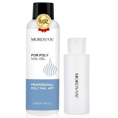 Morovan Poly Gel Slip Solution, 8 oz Nail Slip Solution Nail Extension Gel Liquid Set with Travel Bottle Anti-Stick Slip Solution for Poly Gel Nails Smooth Easy Nail Cleaner DIY Nail Extension Gel...