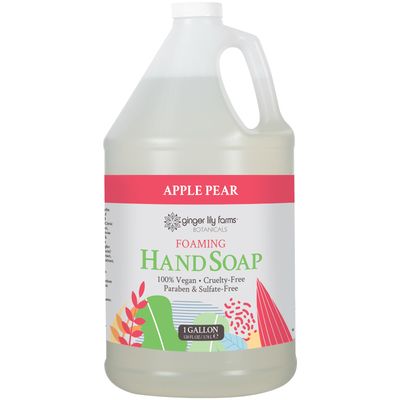 Ginger Lily Farms Botanicals All-Purpose Foaming Hand Soap Refill, 100 Vegan &amp; Cruelty-Free, Apple Pear Scent, 1 Gallon (128 Fl.Oz)
