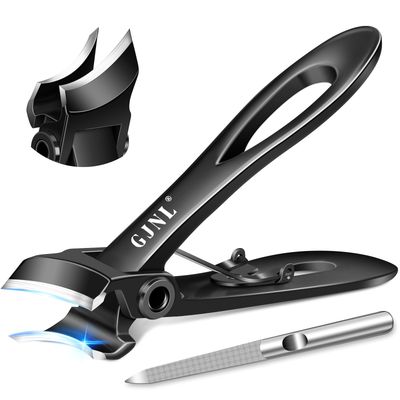 Slanted Toenail Clippers for Thick Toenails, 2025 Eagle Beak Beveled Toe Nail Clippers for Men with Wide Jaw Opening, Black