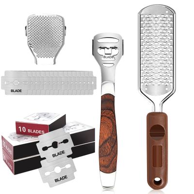 53pcs Foot File Callus Remover,Stainless Steel Large Foot Rasp Foot Scrubber &amp; Foot Care Pedicure Callus Shaver(50 Replacement Blades &amp; 1 Foot File Head),Foot Grater Foot Scraper for Wet and Dry Feet