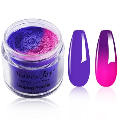 28g/Box Rose and Purple Temperature Color Change Dip Powder Nails Dipping Nails Long-lasting Nails No UV Light Needed, (W-No.17)