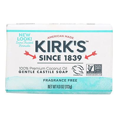 Kirks Original Coco Castile Soap Fragrance Free 4 oz (Multi-Pack)