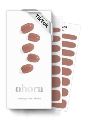 ohora Semi Cured Gel Nail Strips (N Bare Brick) - Works with Any UV/LED Lamps, Salon-Quality, Long Lasting, Easy to Apply &amp; Remove - Includes 2 Prep Pads, Nail File &amp; Wooden Stick