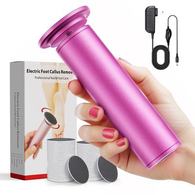 Electric Callus Remover for Feet, Professional Pedicure Tools for Feet with 70pcs Sandpaper Discs, Adjustable Speed Aluminum Foot File for Dead Skin - Rose Red