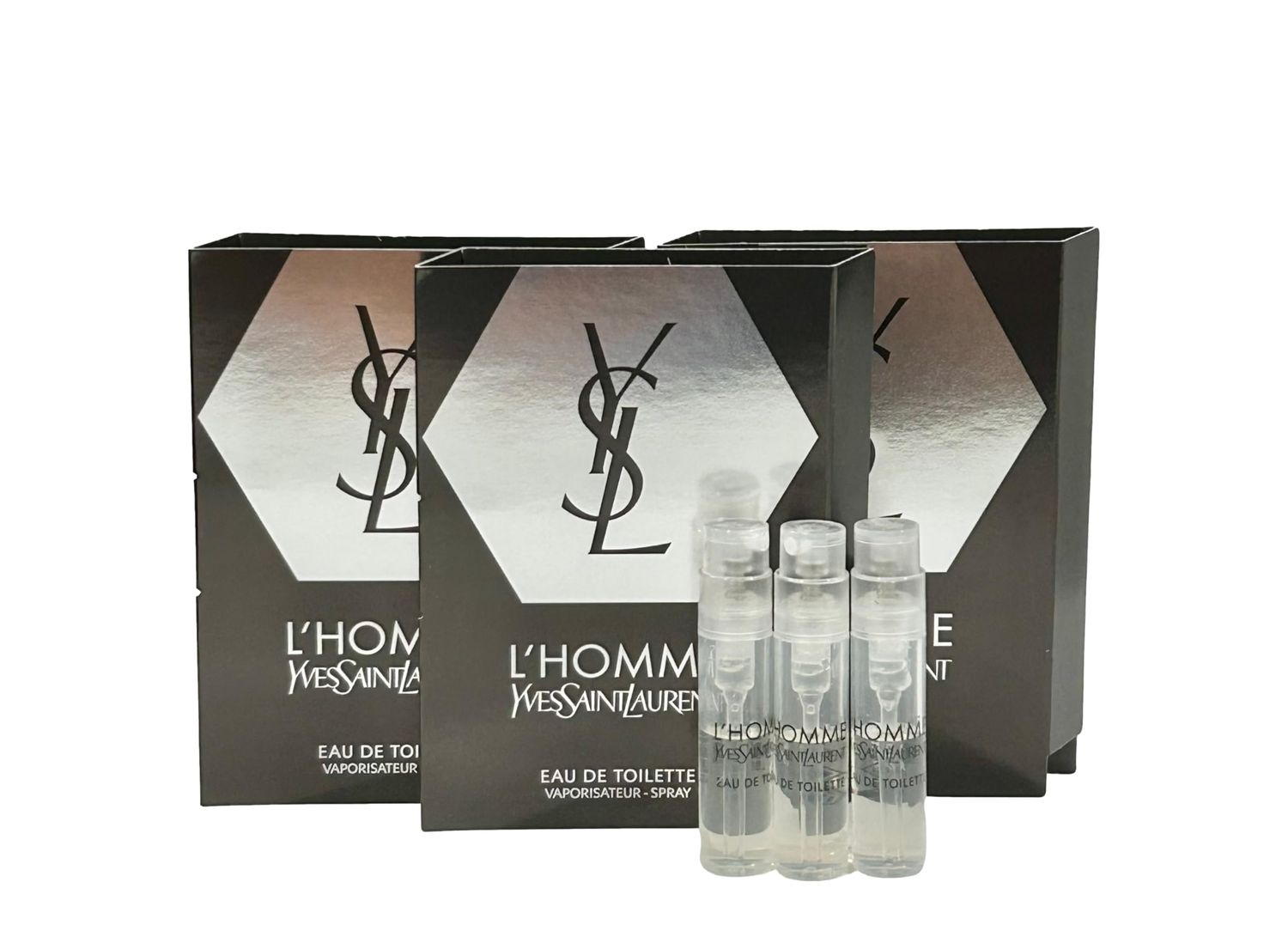 YVES SAINT LAURENT Sample Perfume MEN YSL Men LHomme EDT Spray Trial Size Partially Filled Vials 1.2 ml / 0.04 fl oz (set of 3), Black