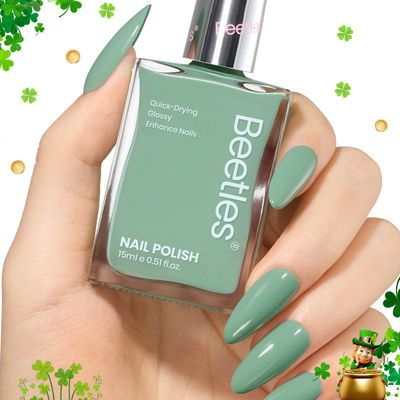 Beetles Green Nail Polish 1Pcs 15ml Fast Drying &amp; Long Lasting Nail Polish Serene Oasis Green Nail Lacquer Finish Nail Art Design for Women