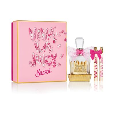 Juicy Couture 3 Piece Fragrance Set Viva La Juicy Sucr Eau de Parfum, Womens Perfume Set Includes EDP Spray Perfume &amp; Two Mini Perfumes - Fruity &amp; Sweet Travel Perfume for Women