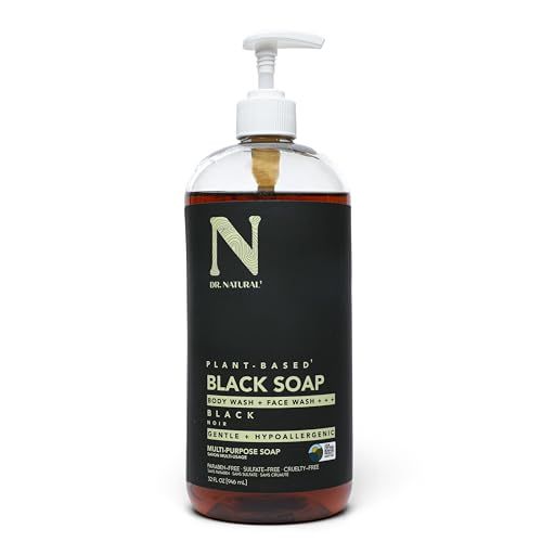 Dr. Natural Multi-Purpose Black Liquid Soap - Natural West African Body Wash - Gentle Hand Soap and Body Soap - Deep Moisturizer, Fights Acne - 946 ml
