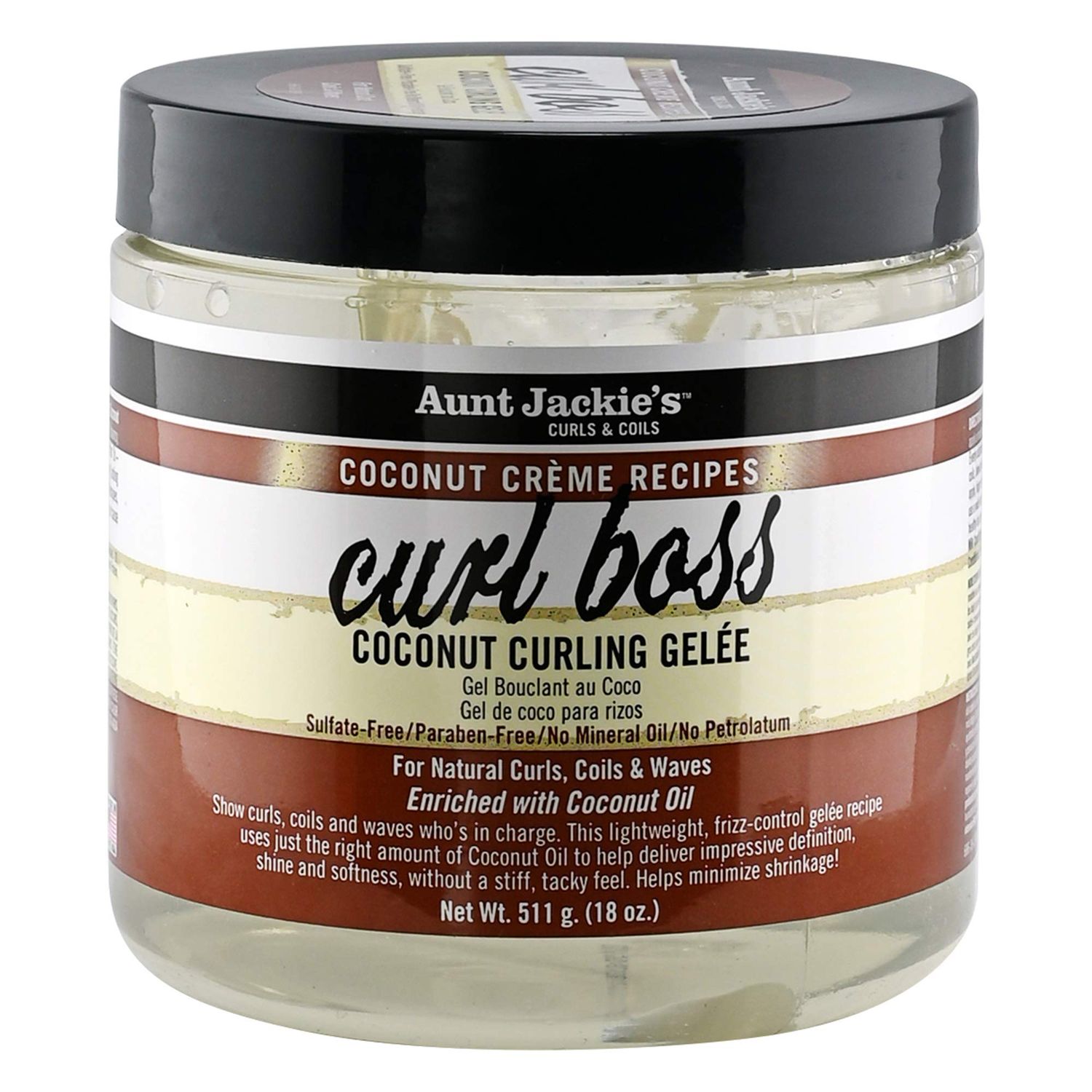 Aunt Jackies Coconut Crme Recipes Curl Boss Coconut Curling Hair Gel for Natural Curls, Coils and Waves, 18 oz