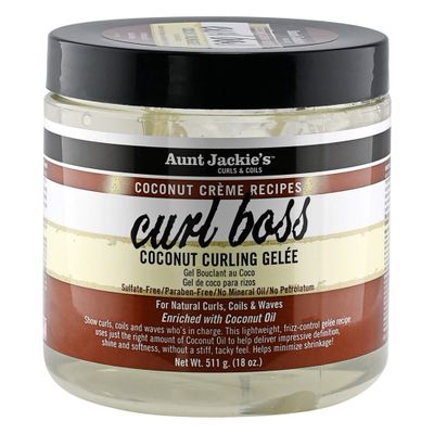 Aunt Jackies Coconut Crme Recipes Curl Boss Coconut Curling Hair Gel for Natural Curls, Coils and Waves, 18 oz