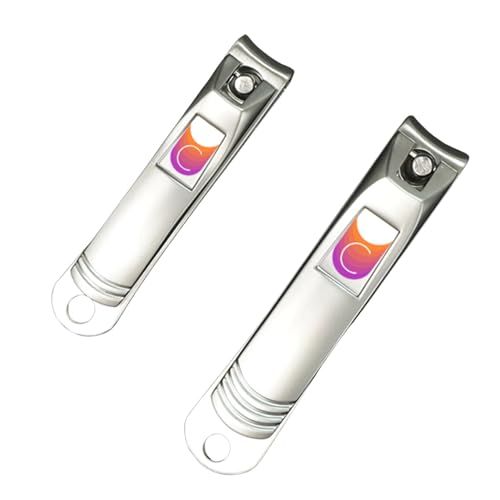 CUTICOR Nail Clipper Set - Set of 2 Fingernail and Toenail Clippers with Tin Travel Case - Ultra Sharp Stainless Steel Nail Clippers for Men and Women - Heavy Duty Nail Clippers for Thick Nails