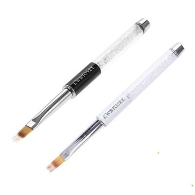 LWBTOSEE 2pc Nail Ombre Brush Nail Art Painting Pen Brush UV Gel Polish Gradient Color Rhinestone Crystal Acrylic Nail Drawing(Black&amp;White)