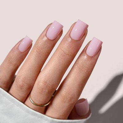 BTArtbox Press On Nails Square - Solid Pink Short Summer Press On Nails with Glue for Women, Opaque Soft Gel Glue On Nails in 16 Sizes - 32 Stick On Nails Kit, Yoga