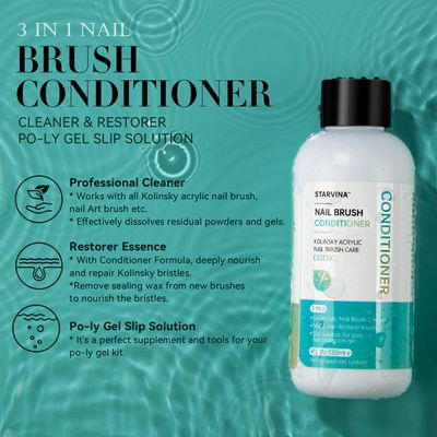 STARVINA Nail Brush Cleaner 3 IN 1 Conditioner Restorer Poly Gel Slip Solution, For Solid Gel Dip Powder Nail Polish Salon at Home 120ml