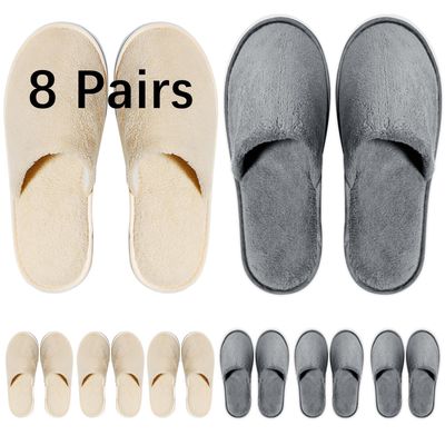 SENJUNSAFE 8 Pairs guest slippers disposable for guests Washable Reusable Which Can Be Used As Women Men House Indoor Bathroom Bedroom hotel (US Men Size 10Women 11)