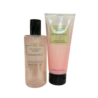 Victorias Secret BOMBSHELL Shimmer Fragrance Mist &amp; Cooling Gel Lotion 2pc bundle for Women