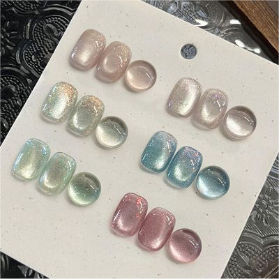 GAOY Unique Cat Eye Gel Polish Kit with Magnet, 6 Colors Glitter Nail Polish Set, Summer Nail Art, Soak Off UV Cure Gel for DIY Manicure at Home and Salon