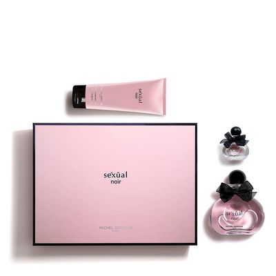 Michel Germain Sexual Noir Perfume Sprays &amp; Lotion 3-Piece Gift Set, Top Notes of Strawberries, Mandarin, Lime, Long-Lasting, Warm Floral &amp; Sensual Gift for Her