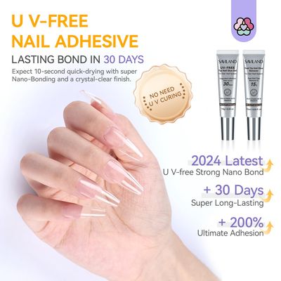 SAVILAND 10g Semi Solid Nail Glue Gel with 10ml Quick Remover for Press On Nails Tips No U V Lamp Needed 30-Day Long-Lasting 15-Second Removal No Curing Home Professional Nail Art Tools SSProTip X