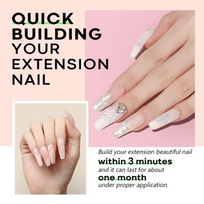 modelones Poly Nail Gel Builder Extension Nude Nature Color Light Apricot Acrylic Enhancement Thickening Trendy Nail Art Design Salon Professional Technician Tool 50ML 1.76oz