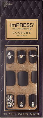 KISS imPRESS Press-On Nails Couture Collection Manicure Kit, Lavish, Patented Super-Hold Adhesive, 30 Fake Nails with 12 Accent Nails