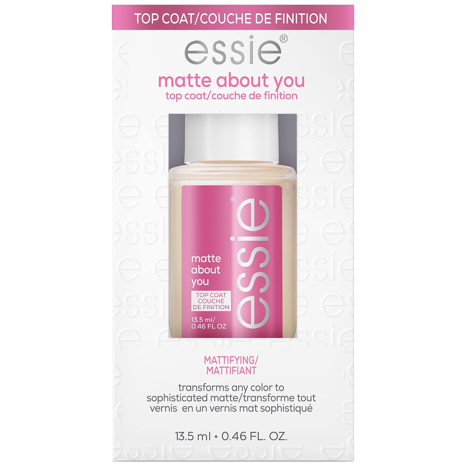 essie Nail Care, Matte About You Top Coat, Vegan, Mattifying Nail Polish, 0.46 fl oz